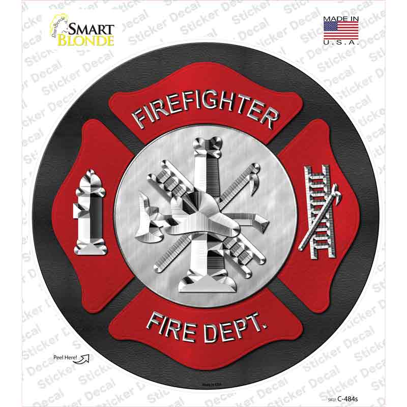 Firefighter Novelty Circle Sticker Decal