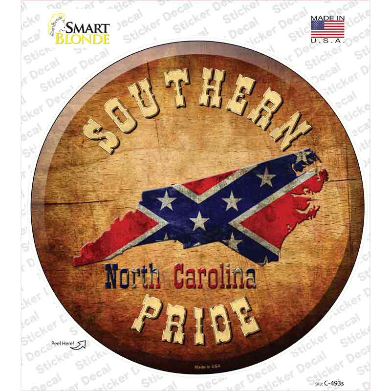 Southern Pride North Carolina Novelty Circle Sticker Decal