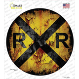 Vintage Railroad Crossing Novelty Circle Sticker Decal