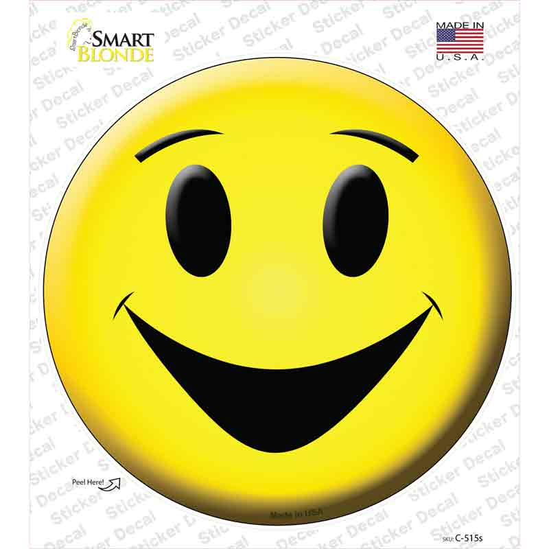 Yellow Smiling Face Novelty Circle Sticker Decal