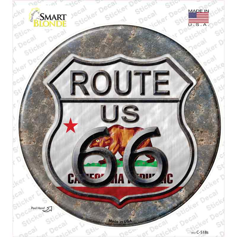 California Route 66 Novelty Circle Sticker Decal