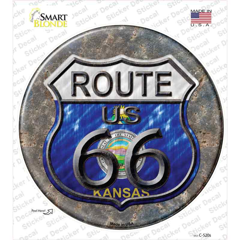 Kansas Route 66 Novelty Circle Sticker Decal