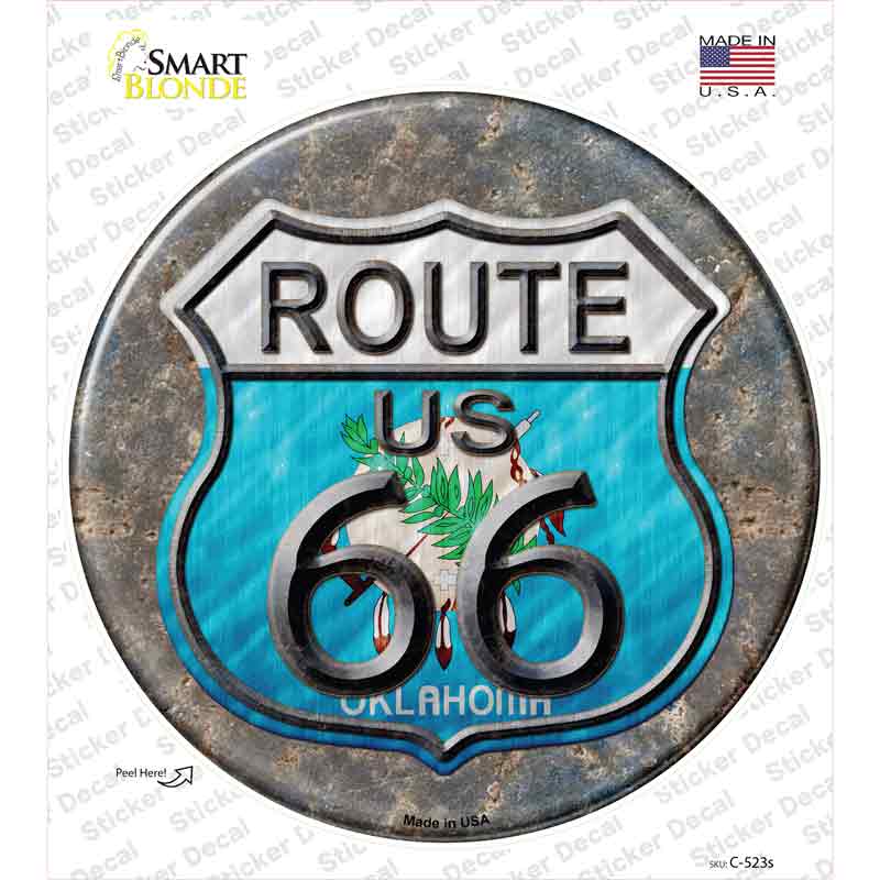 Oklahoma Route 66 Novelty Circle Sticker Decal