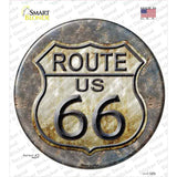 Rusty Route 66 Novelty Circle Sticker Decal