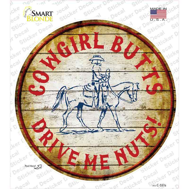 Cowgirl Butts Novelty Circle Sticker Decal