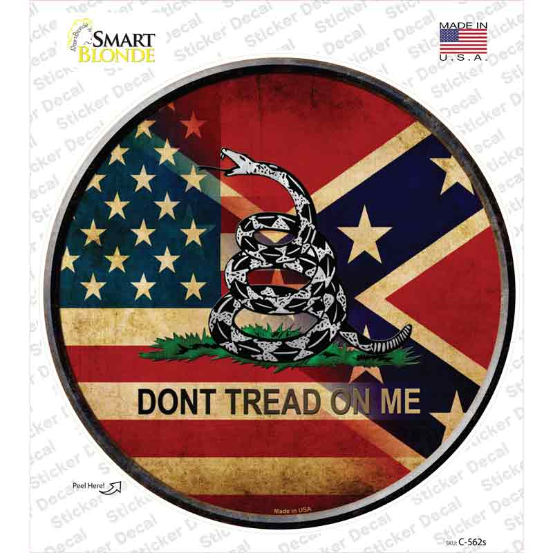 American Confederate Dont Tread On Me Novelty Circle Sticker Decal