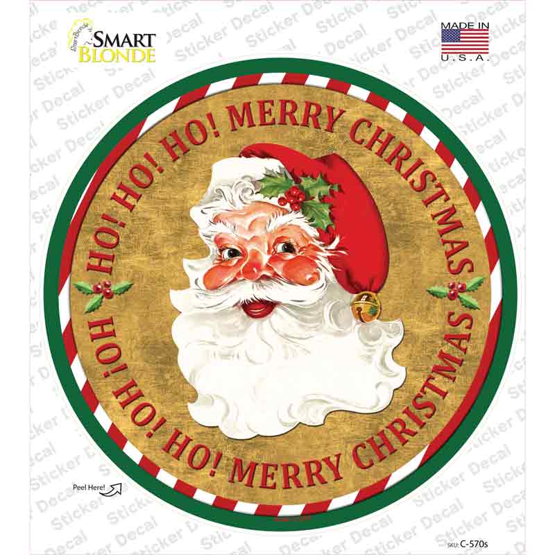 Ho Ho Ho Santa Novelty Circle Sticker Decal
