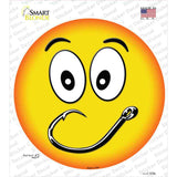 Smiling Face Fishing Hook Novelty Circle Sticker Decal