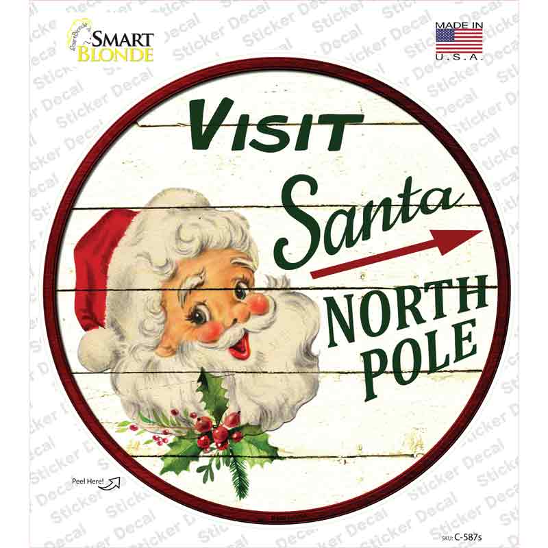 Visit Santa Novelty Circle Sticker Decal