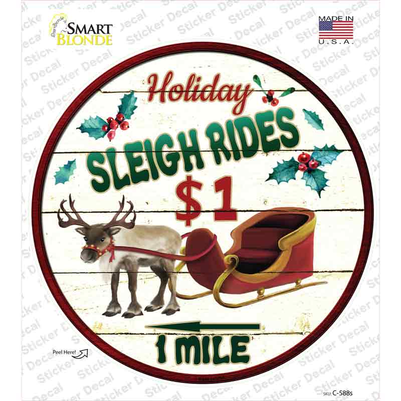 Sleigh Rides Novelty Circle Sticker Decal