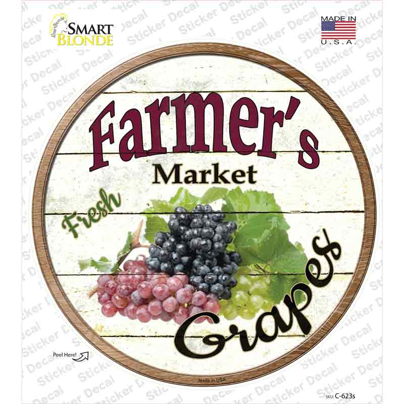 Farmers Market Grapes Novelty Circle Sticker Decal