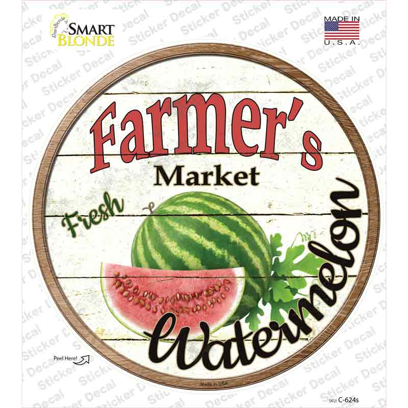 Farmers Market Watermelon Novelty Circle Sticker Decal