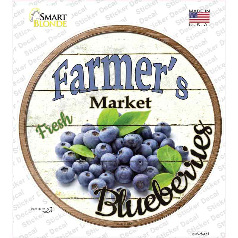 Farmers Market Blueberries Novelty Circle Sticker Decal