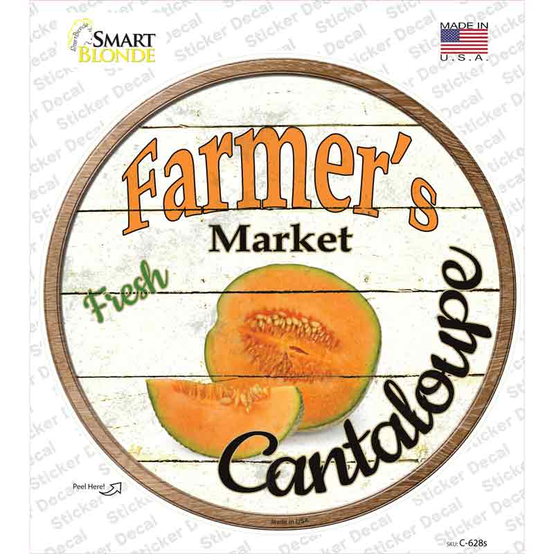 Farmers Market Cantaloupe Novelty Circle Sticker Decal