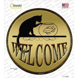 Welcome With Cat Novelty Circle Sticker Decal