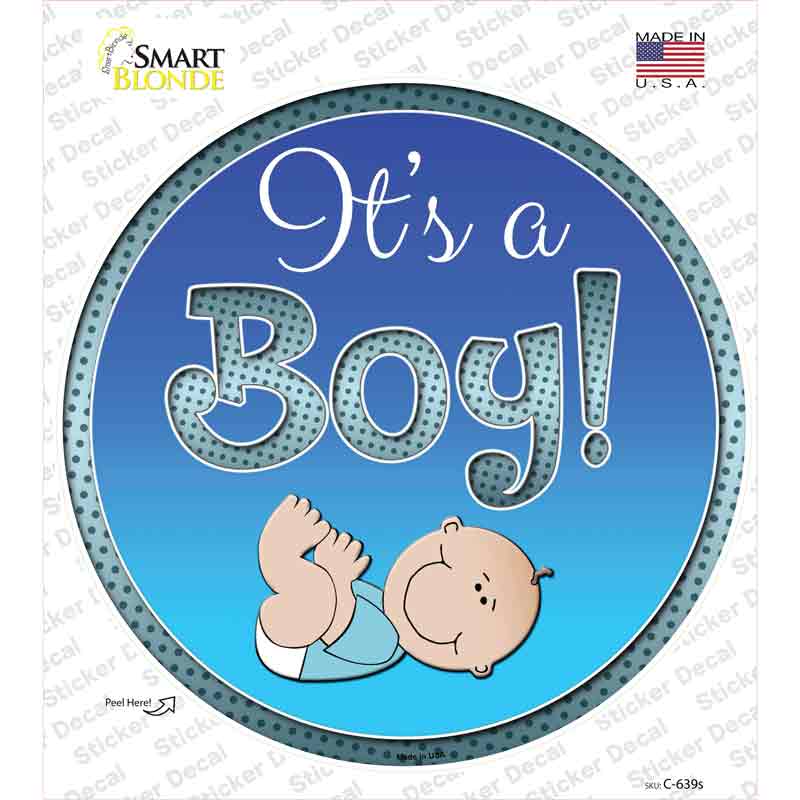 Its A Boy Novelty Circle Sticker Decal