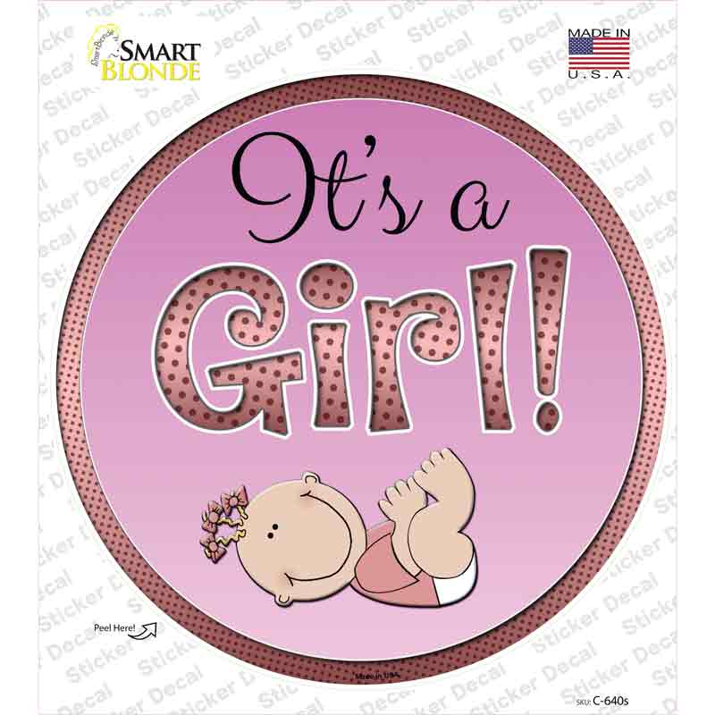 Its A Girl Novelty Circle Sticker Decal
