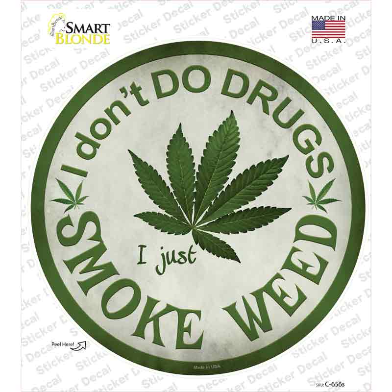 Smoke Weed Novelty Circle Sticker Decal
