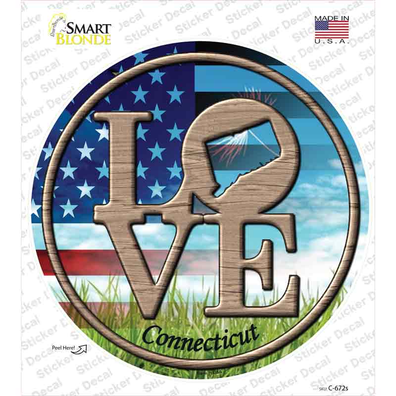 Love Connecticut Novelty Circle Sticker Decal