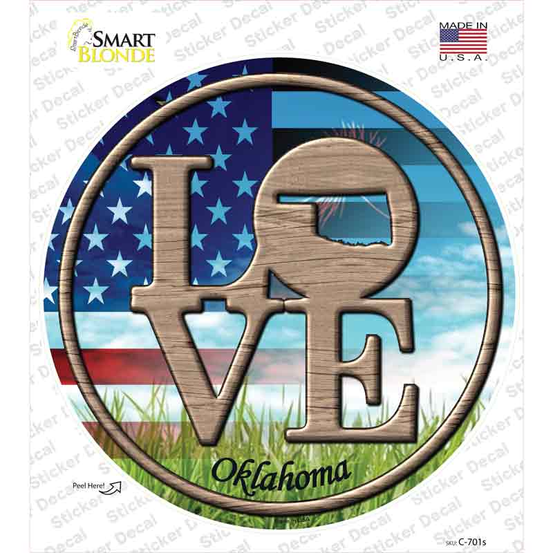 Love Oklahoma Novelty Circle Sticker Decal