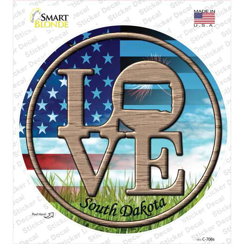 Love South Dakota Novelty Circle Sticker Decal