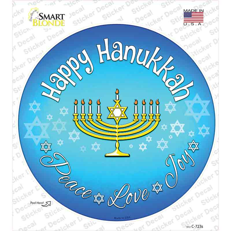 Happy Hanukkah Novelty Circle Sticker Decal