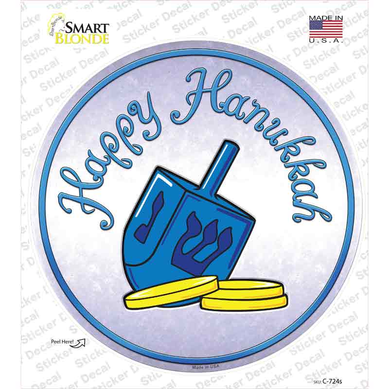 Happy Hanukkah Dreidel Novelty Circle Sticker Decal