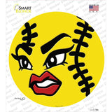 Angry Softball Novelty Circle Sticker Decal