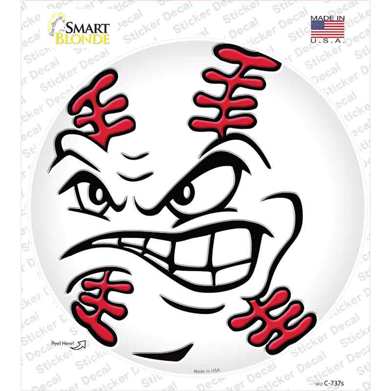 Angry Baseball Novelty Circle Sticker Decal