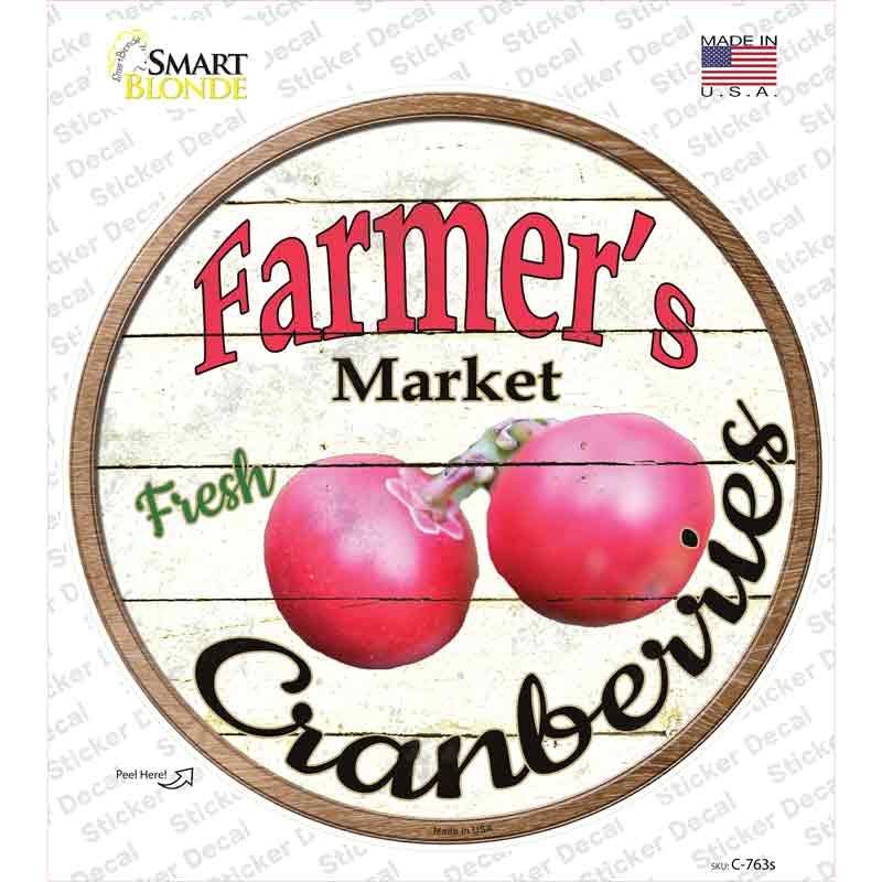 Farmers Market Cranberries Novelty Circle Sticker Decal