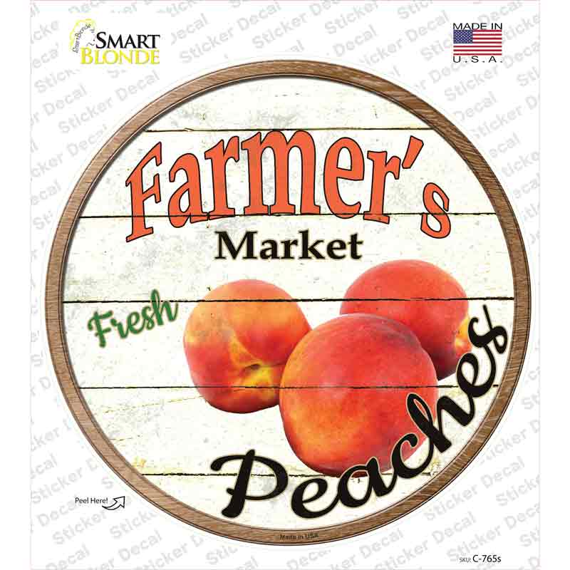 Farmers Market Peaches Novelty Circle Sticker Decal