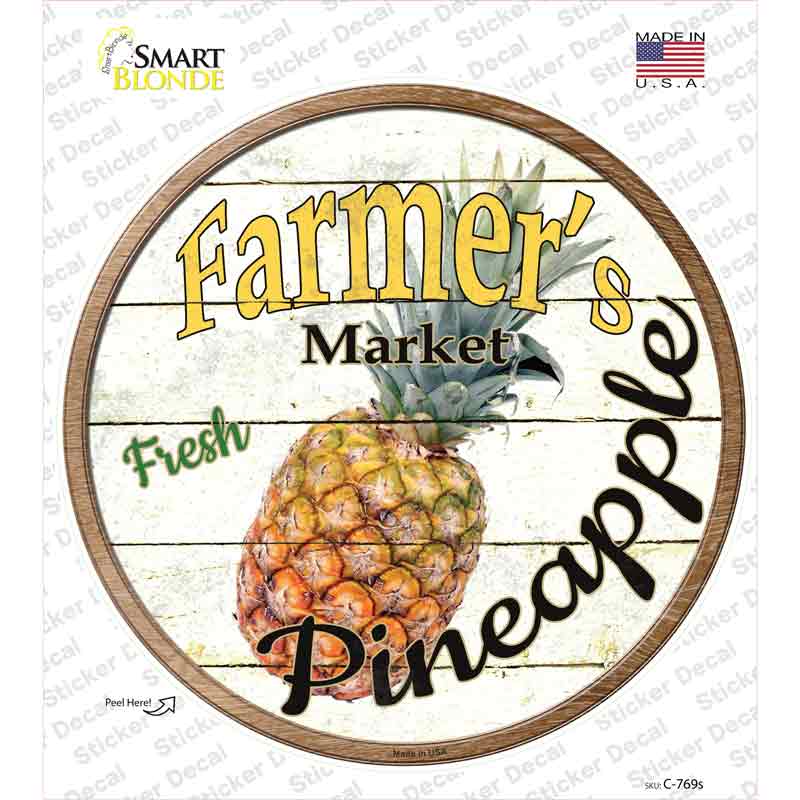Farmers Market Pineapple Novelty Circle Sticker Decal