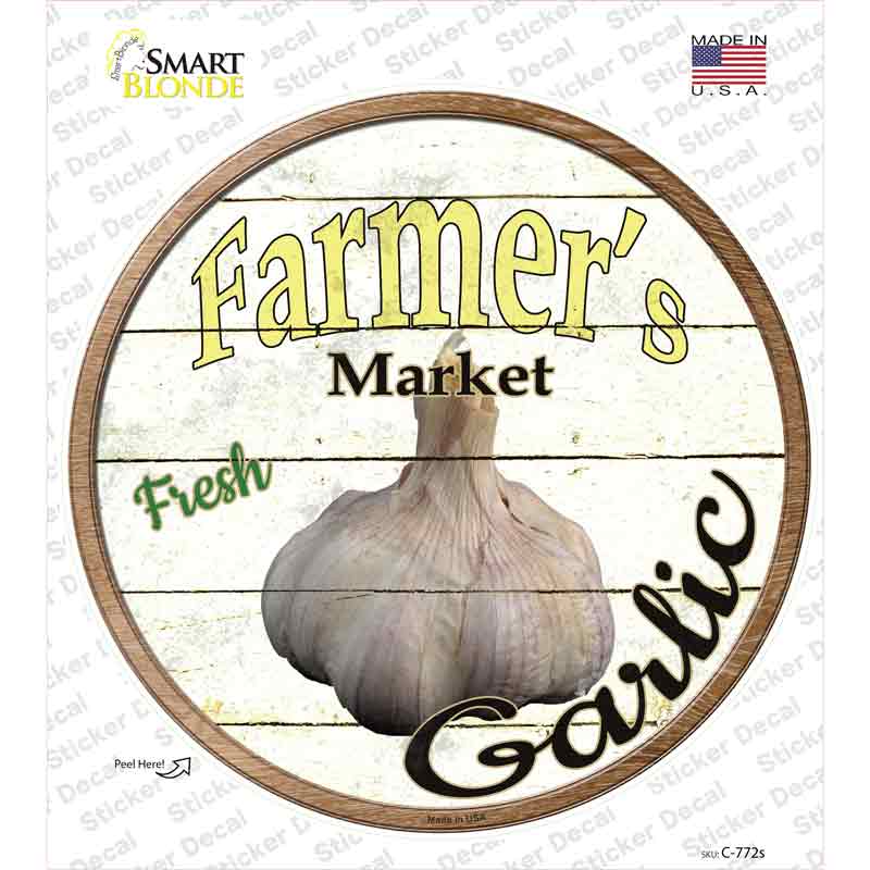 Farmers Market Garlic Novelty Circle Sticker Decal