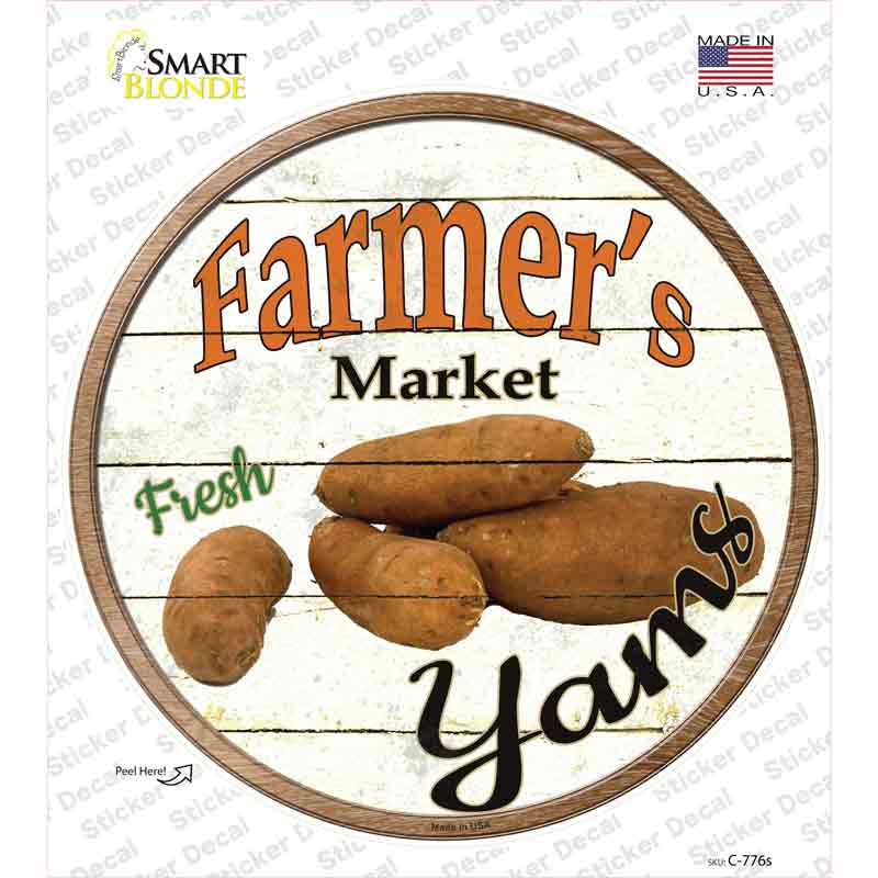 Farmers Market Yams Novelty Circle Sticker Decal