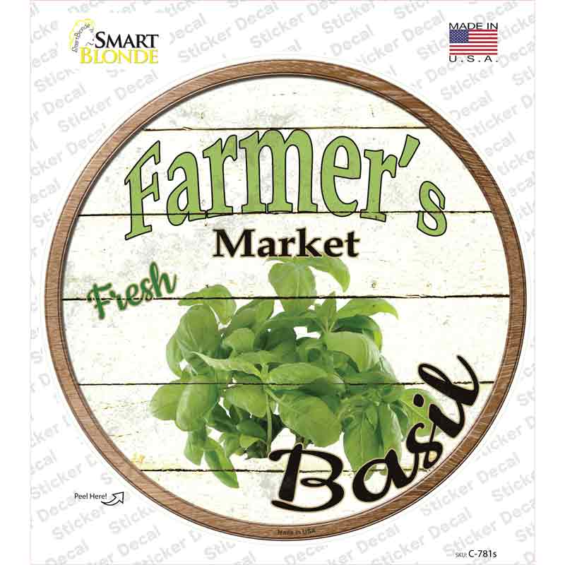 Farmers Market Basil Novelty Circle Sticker Decal