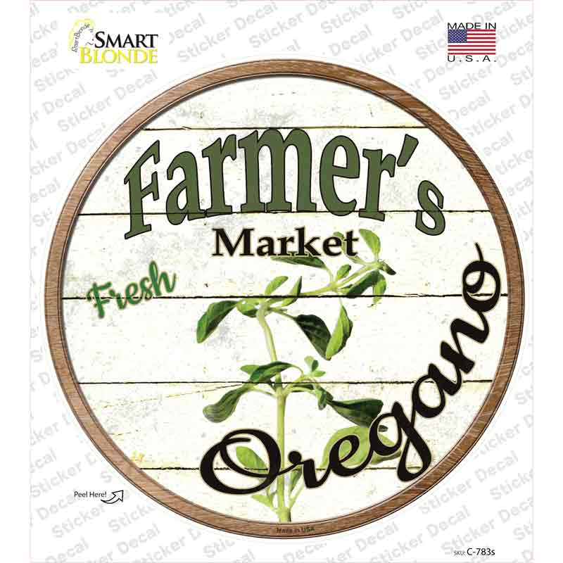 Farmers Market Oregano Novelty Circle Sticker Decal