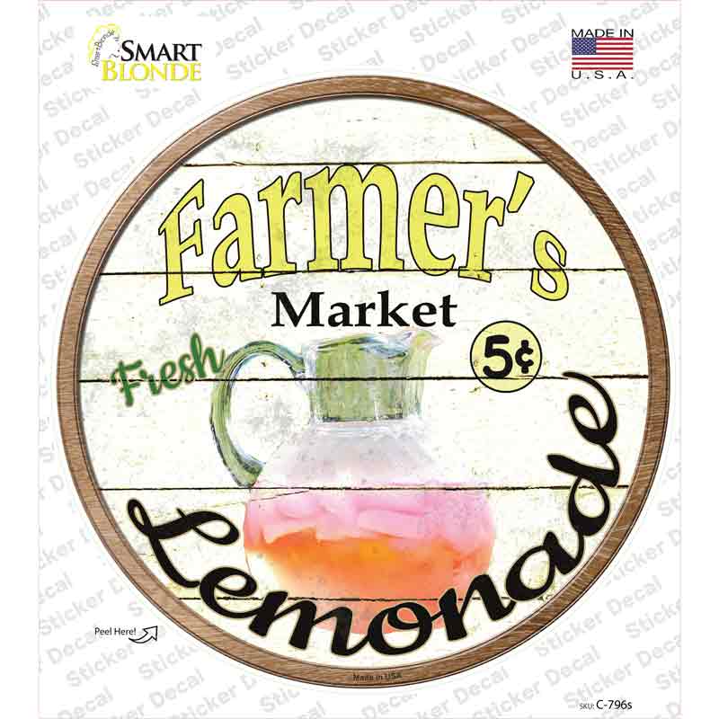 Farmers Market Lemonade Novelty Circle Sticker Decal