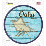 Oahu Hawaii Map Novelty Circle Sticker Decal