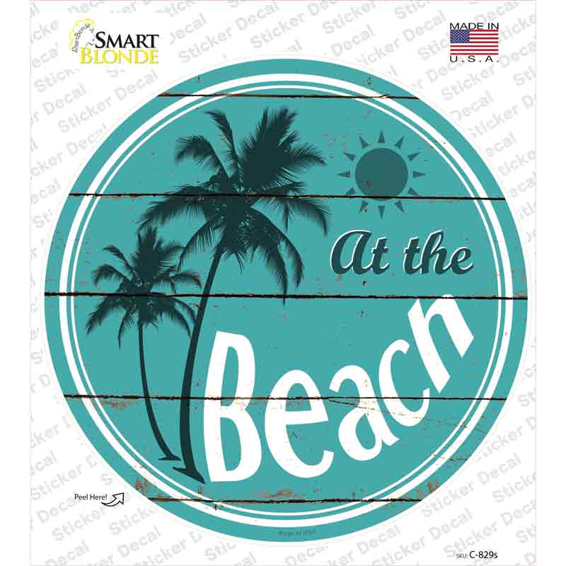 At The Beach Novelty Circle Sticker Decal