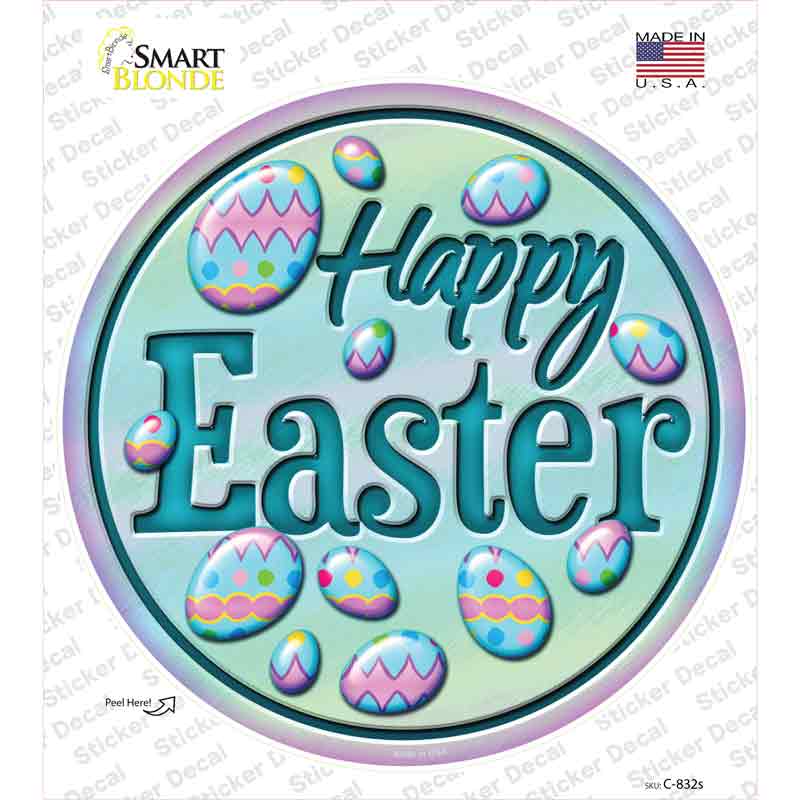 Happy Easter with Eggs Novelty Circle Sticker Decal