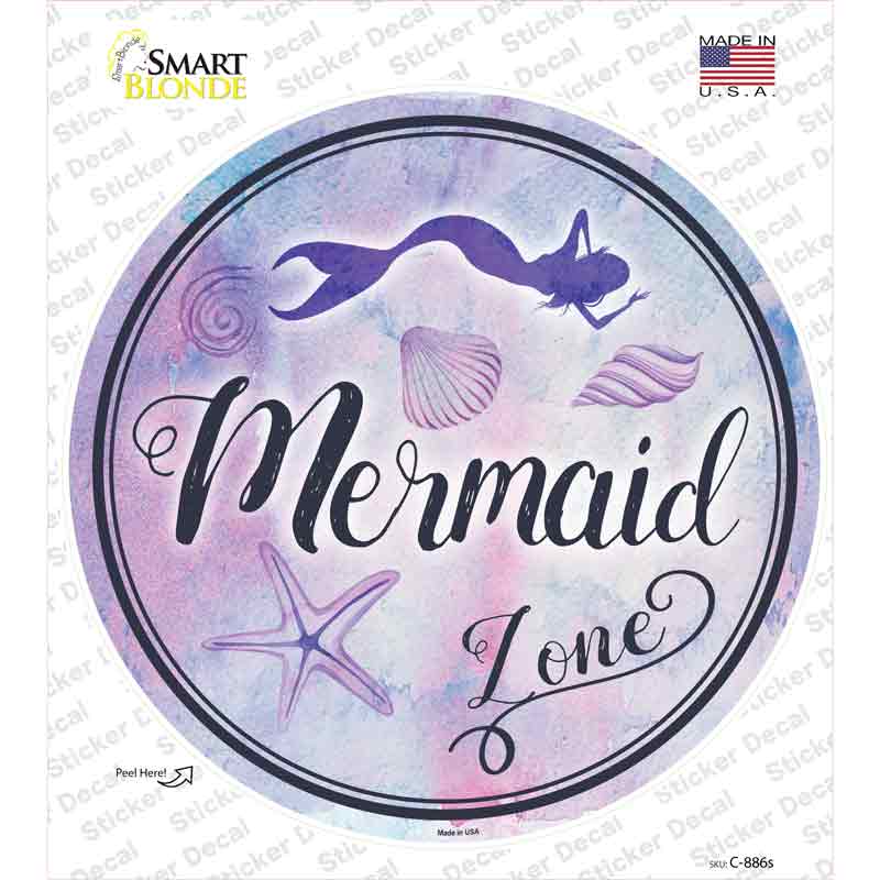 Mermaid Zone Novelty Circle Sticker Decal