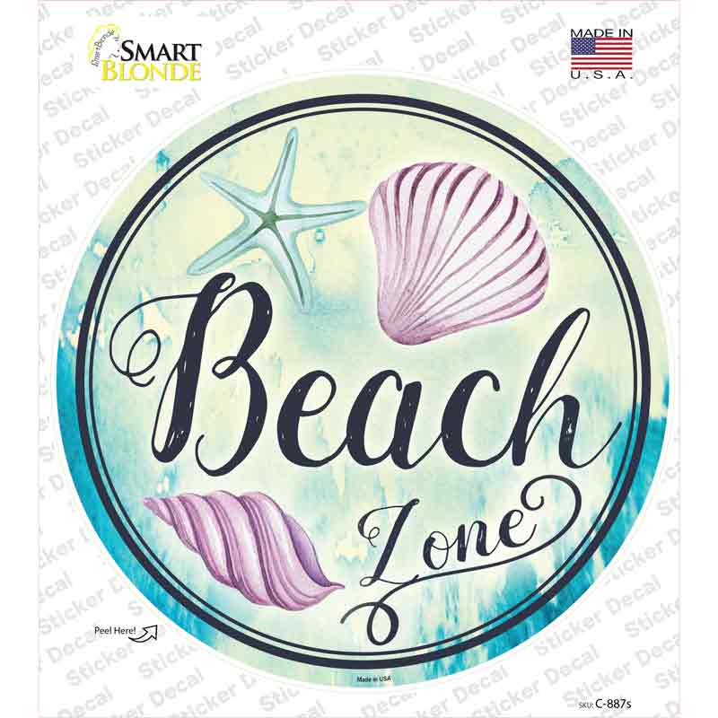 Beach Zone Novelty Circle Sticker Decal