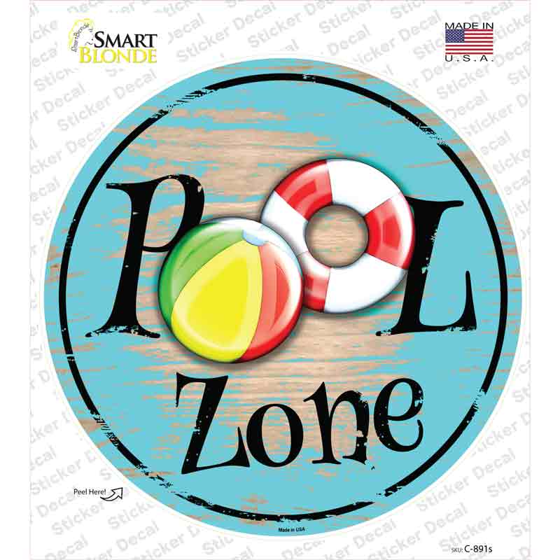 Pool Zone Novelty Circle Sticker Decal