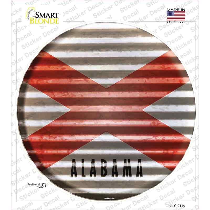 Alabama Flag Corrugated Novelty Circle Sticker Decal