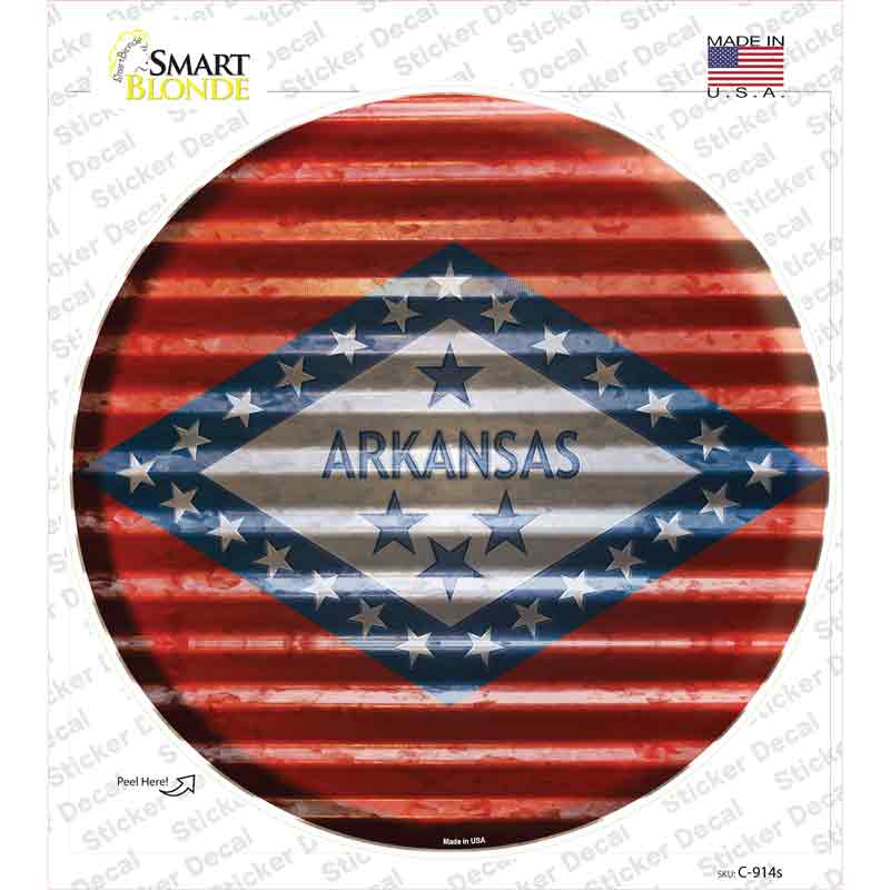 Arkansas Flag Corrugated Novelty Circle Sticker Decal