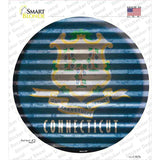 Connecticut Flag Corrugated Novelty Circle Sticker Decal