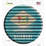Delaware Flag Corrugated Novelty Circle Sticker Decal
