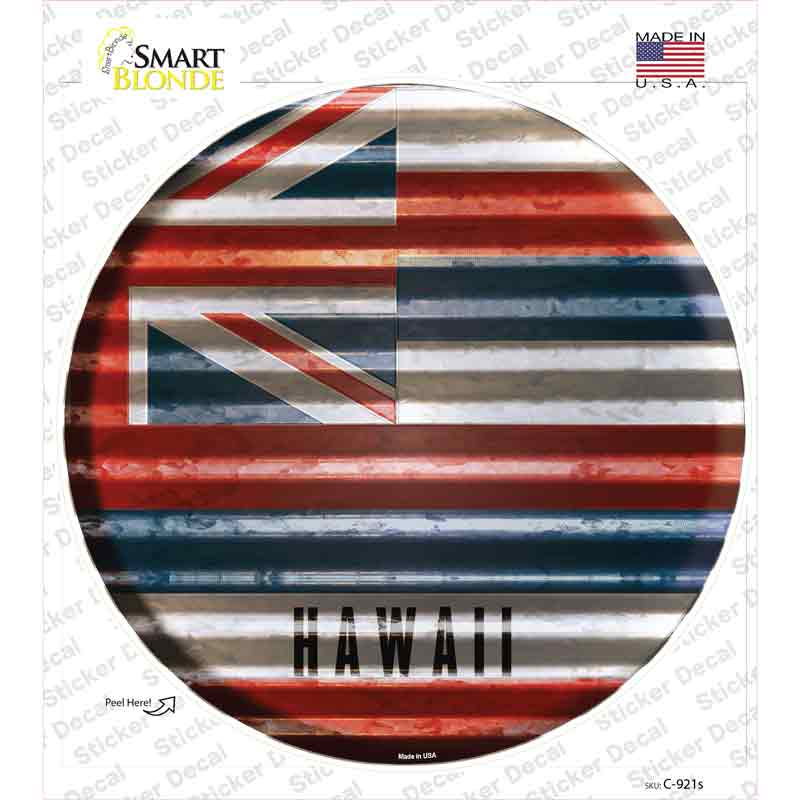Hawaii Flag Corrugated Novelty Circle Sticker Decal