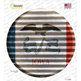 Iowa Flag Corrugated Novelty Circle Sticker Decal