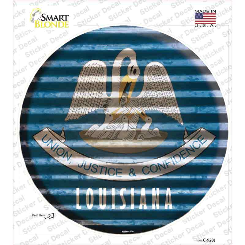 Louisiana Flag Corrugated Novelty Circle Sticker Decal